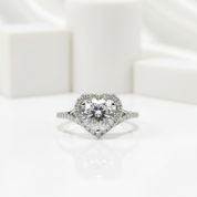 2.0 Ct Round Cut Diamond Heart Shape Engagement Ring-Black Diamonds New York