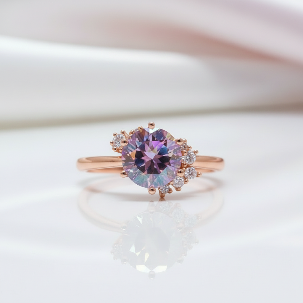 2ct Round Cut Rainbow Diamond Option Engagement Ring-Black Diamonds New York