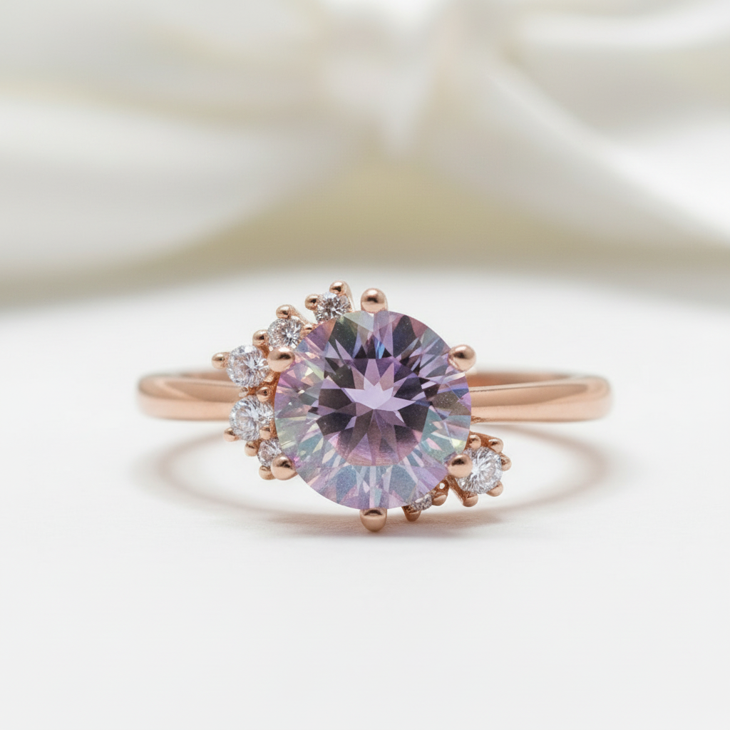 2ct Round Cut Rainbow Diamond Option Engagement Ring-Black Diamonds New York