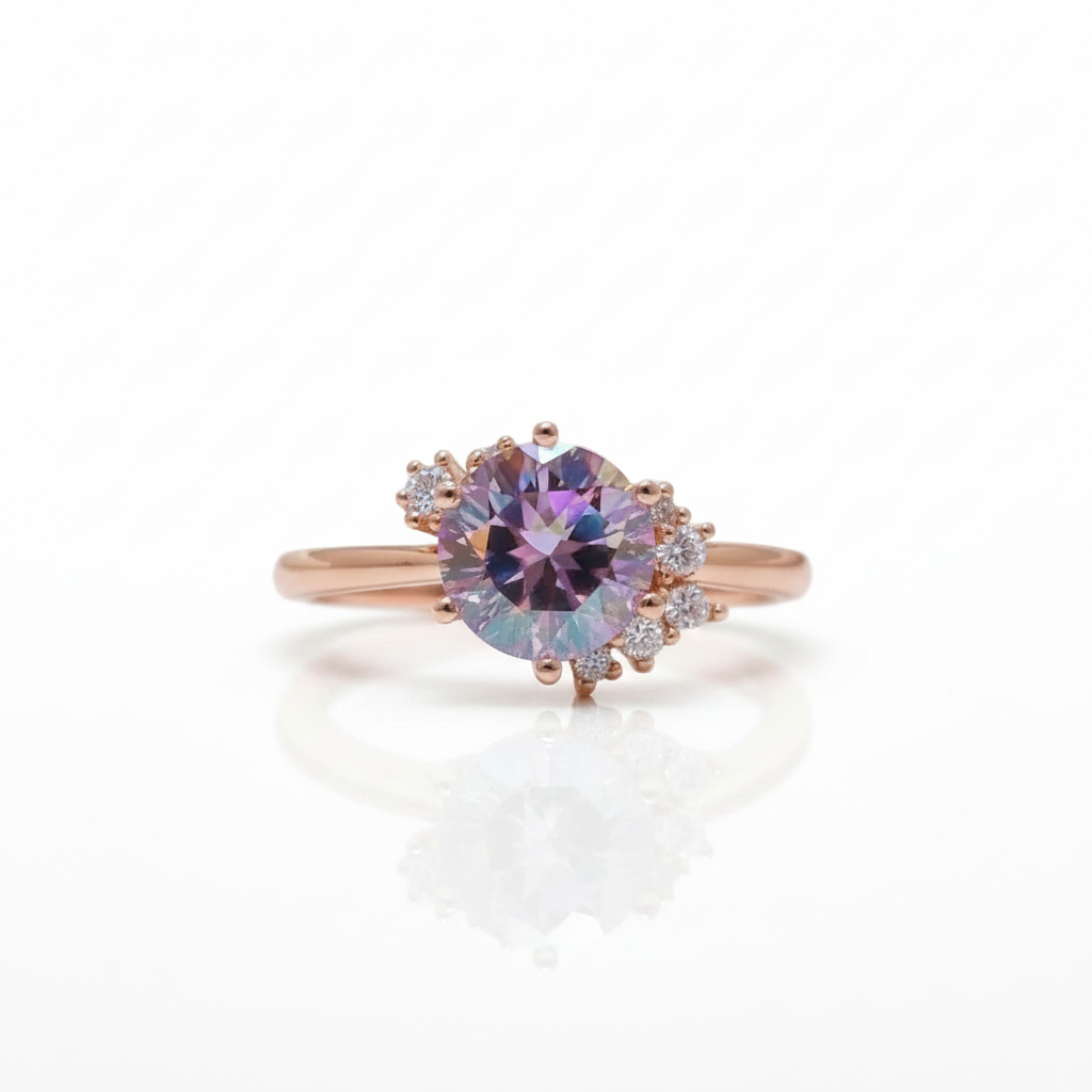 2ct Round Cut Rainbow Diamond Option Engagement Ring-Black Diamonds New York