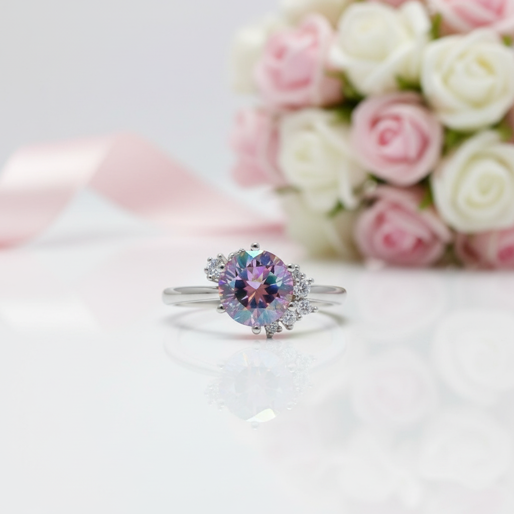 2ct Round Cut Rainbow Diamond Option Engagement Ring-Black Diamonds New York
