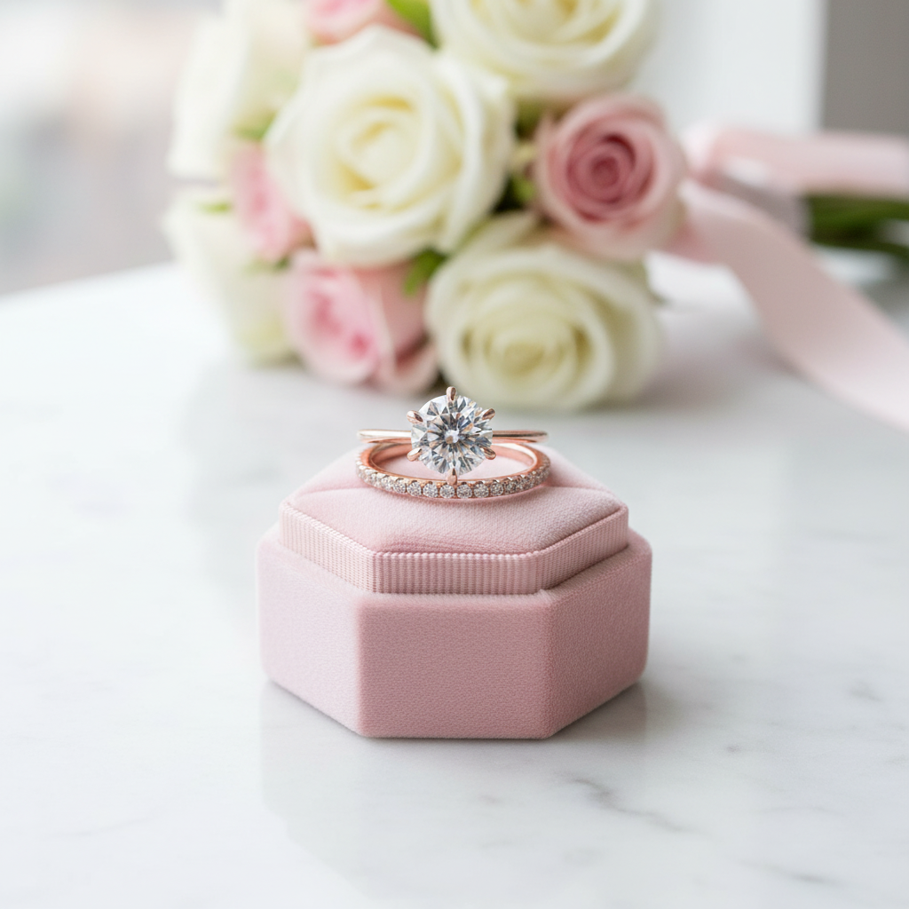 2CT Round Cut Rose Gold Wedding Ring Set-Black Diamonds New York
