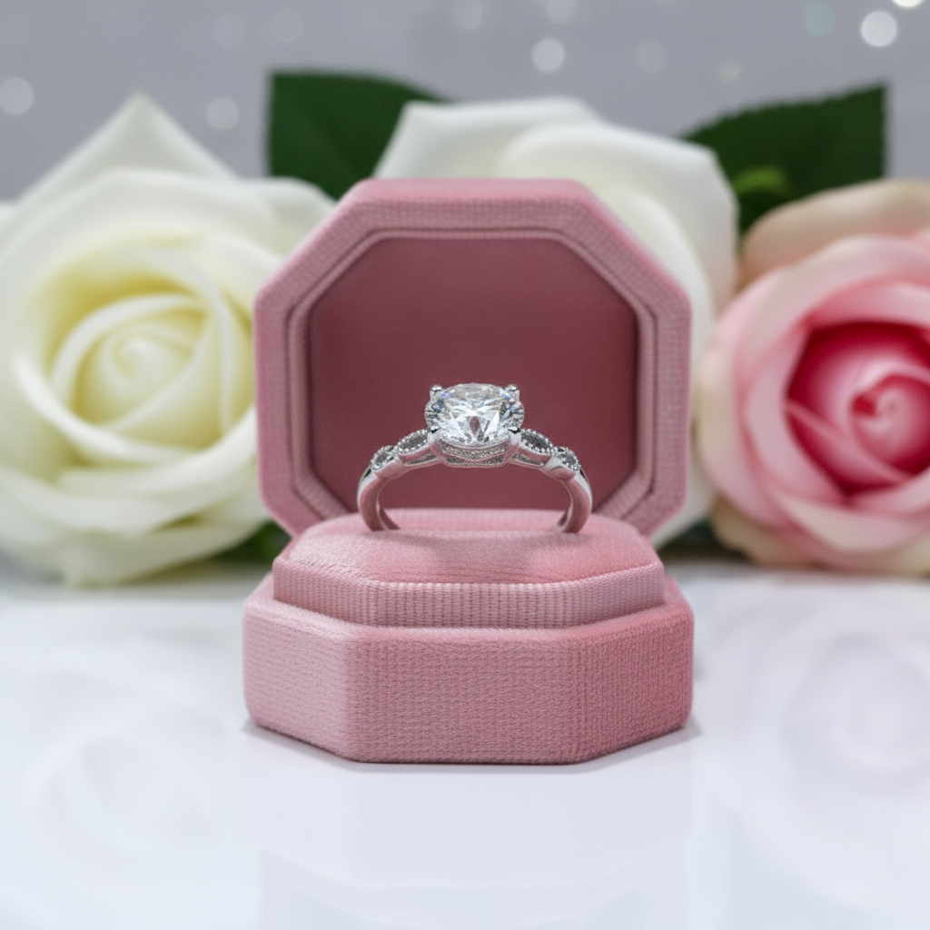 2.0 Ct Round Diamond Hollow Engagement Ring-Black Diamonds New York