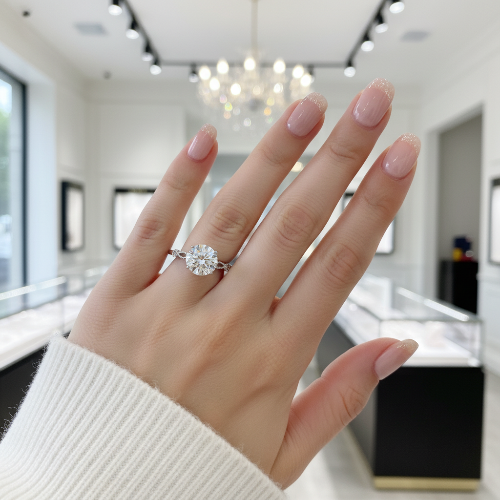 2.0 Ct Round Diamond Option Hollow Engagement Ring-Black Diamonds New York