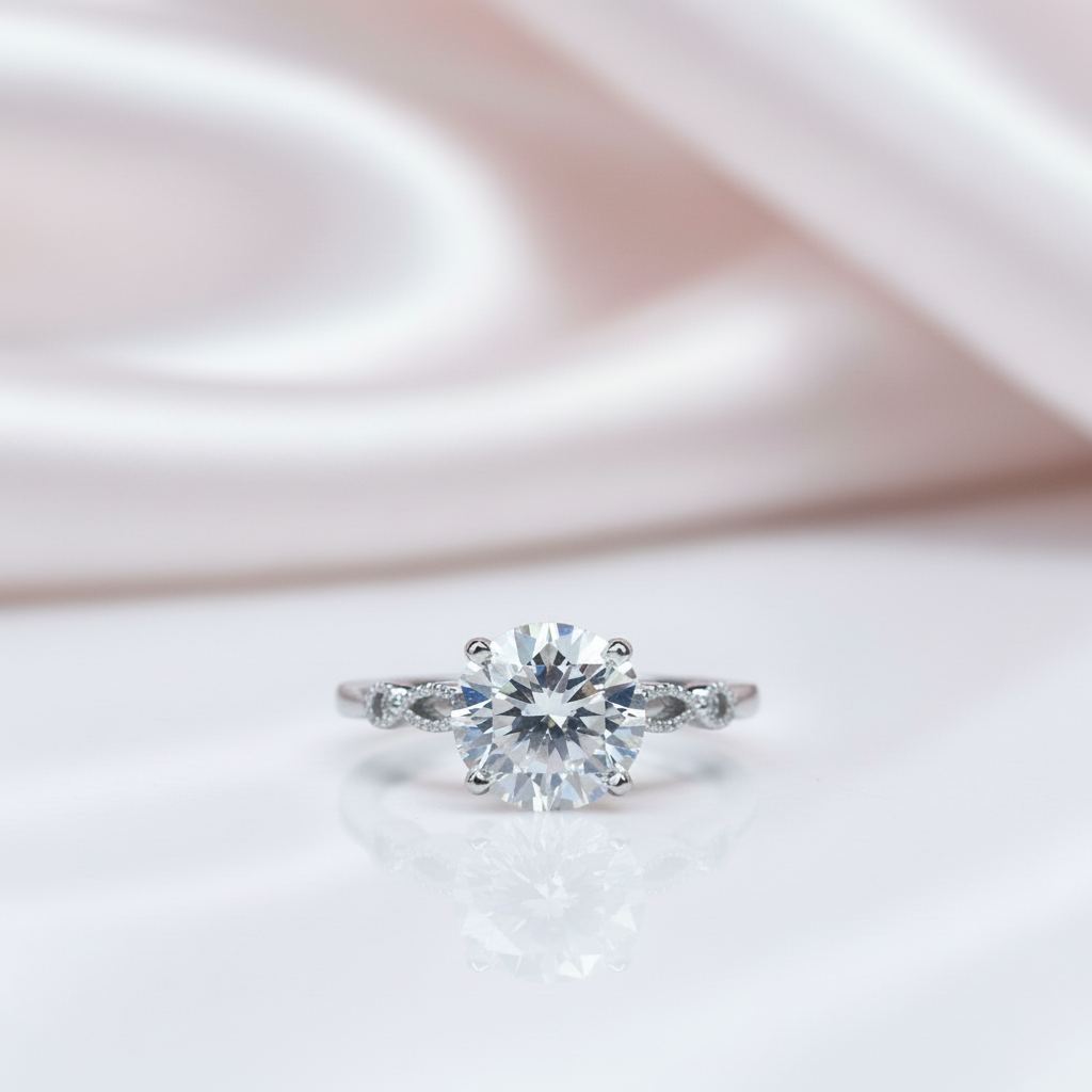 2.0 Ct Round Diamond Option Hollow Engagement Ring-Black Diamonds New York