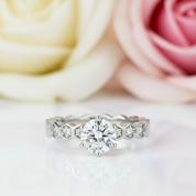 2ct Six Prong Honeycomb Diamond Engagement Ring-Black Diamonds New York