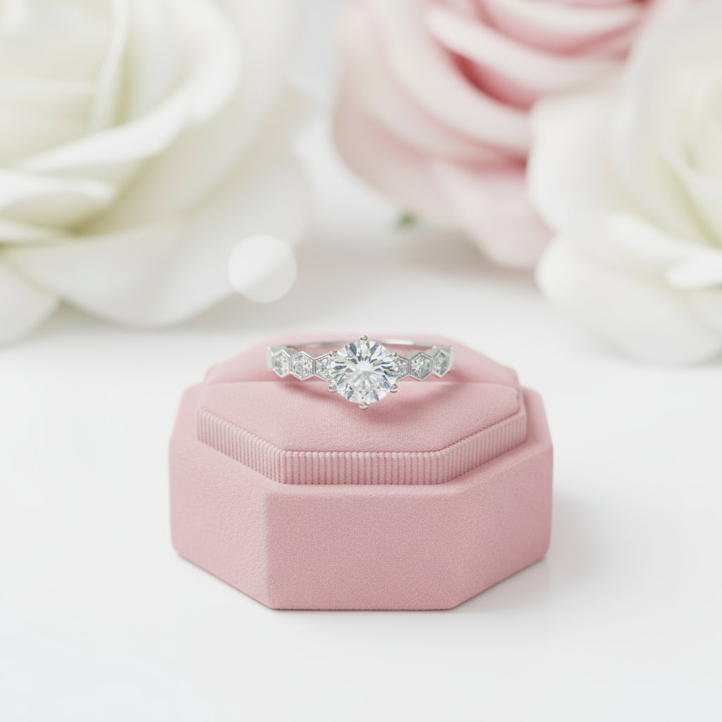 2ct Six Prong Honeycomb Diamond Engagement Ring-Black Diamonds New York