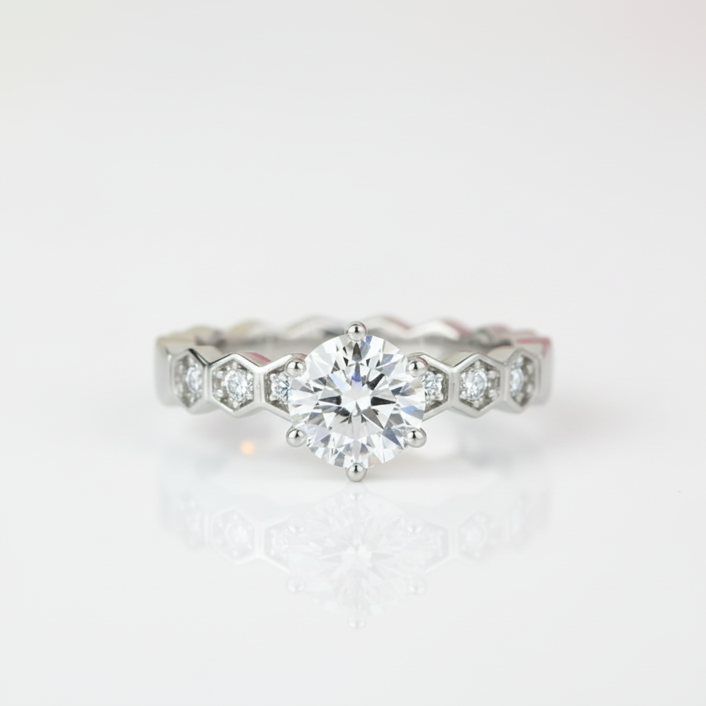 2ct Six Prong Honeycomb Diamond Option Engagement Ring-Black Diamonds New York