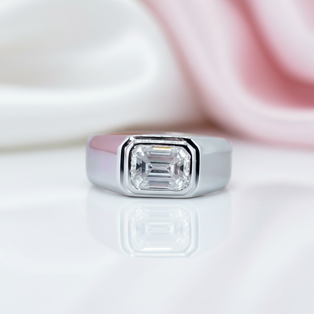 2ct Emerald Cut Diamond Option Unisex Ring-Black Diamonds New York