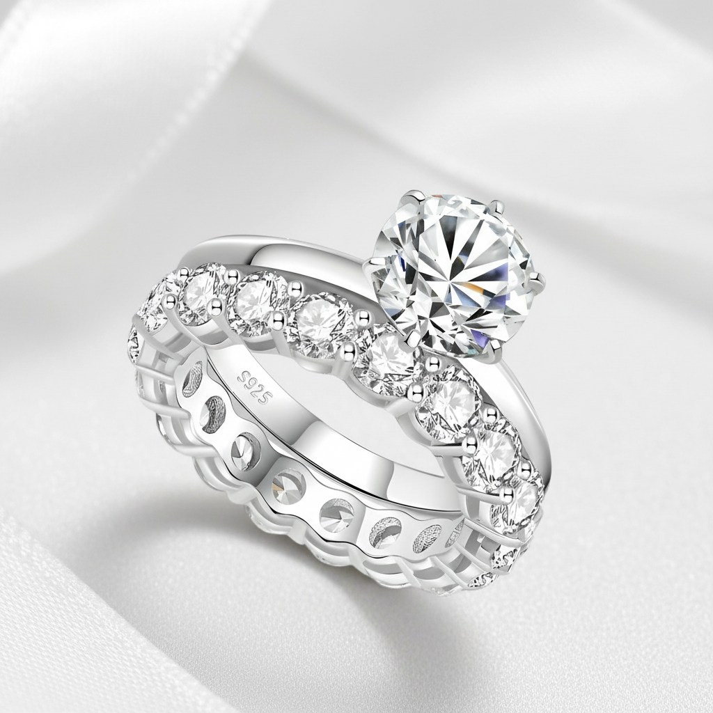 2ct Round Cut Diamond Bridal Ring Set-Black Diamonds New York