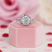 2ct Round Cut Diamond Flower Engagement Ring-Black Diamonds New York