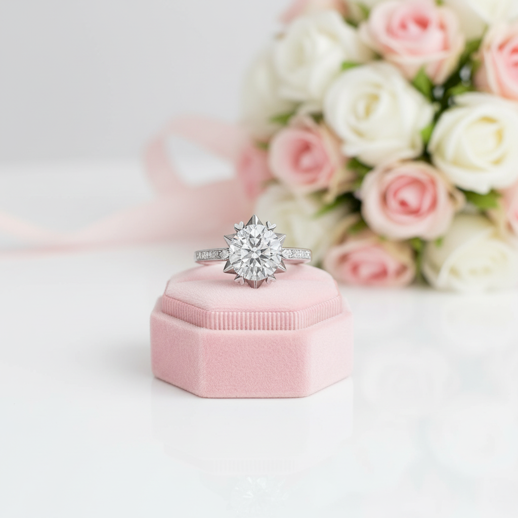 2ct Round Cut Diamond Option Flower Engagement Ring-Black Diamonds New York