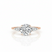 2ct Round cut Diamond Option Three Stone Rose Gold Ring-Black Diamonds New York