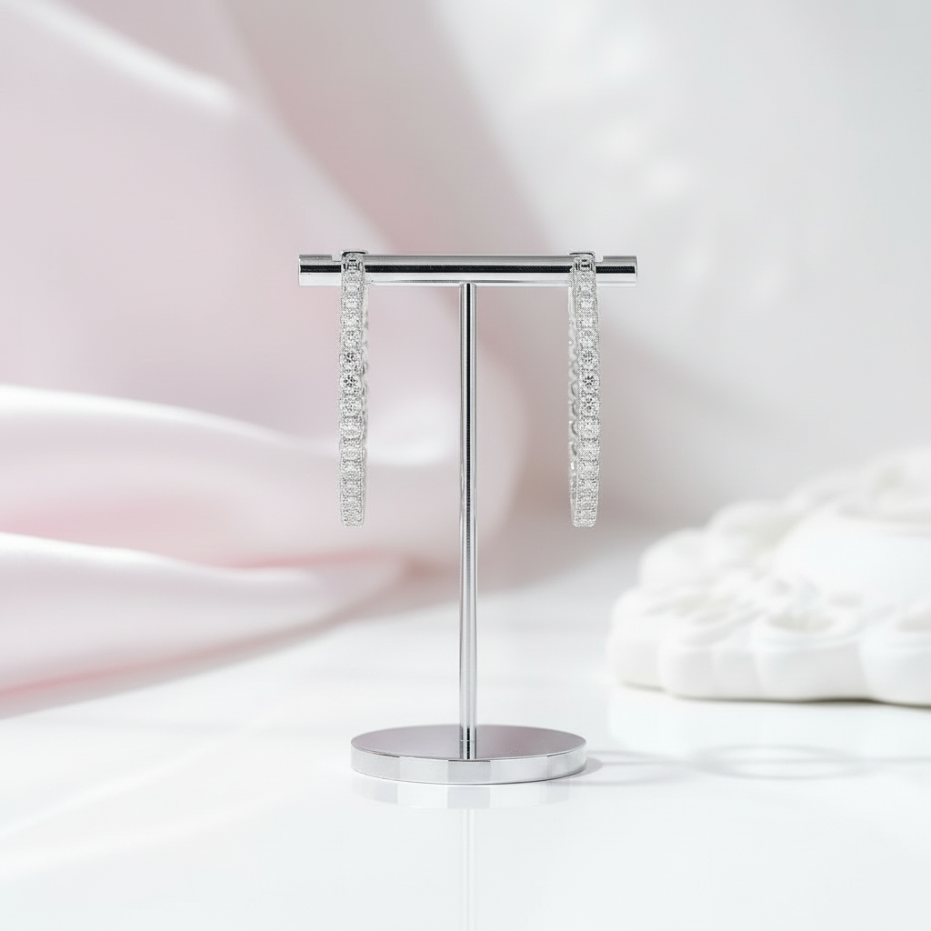 2mm Round Cut Full Diamond Hoop Earrings-Black Diamonds New York