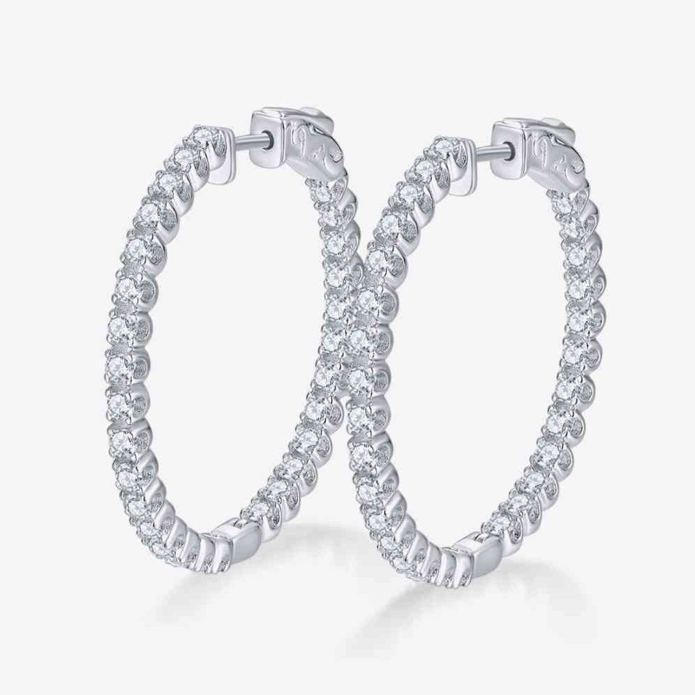 2mm Round Cut Full Diamond Option Hoop Earrings-Black Diamonds New York