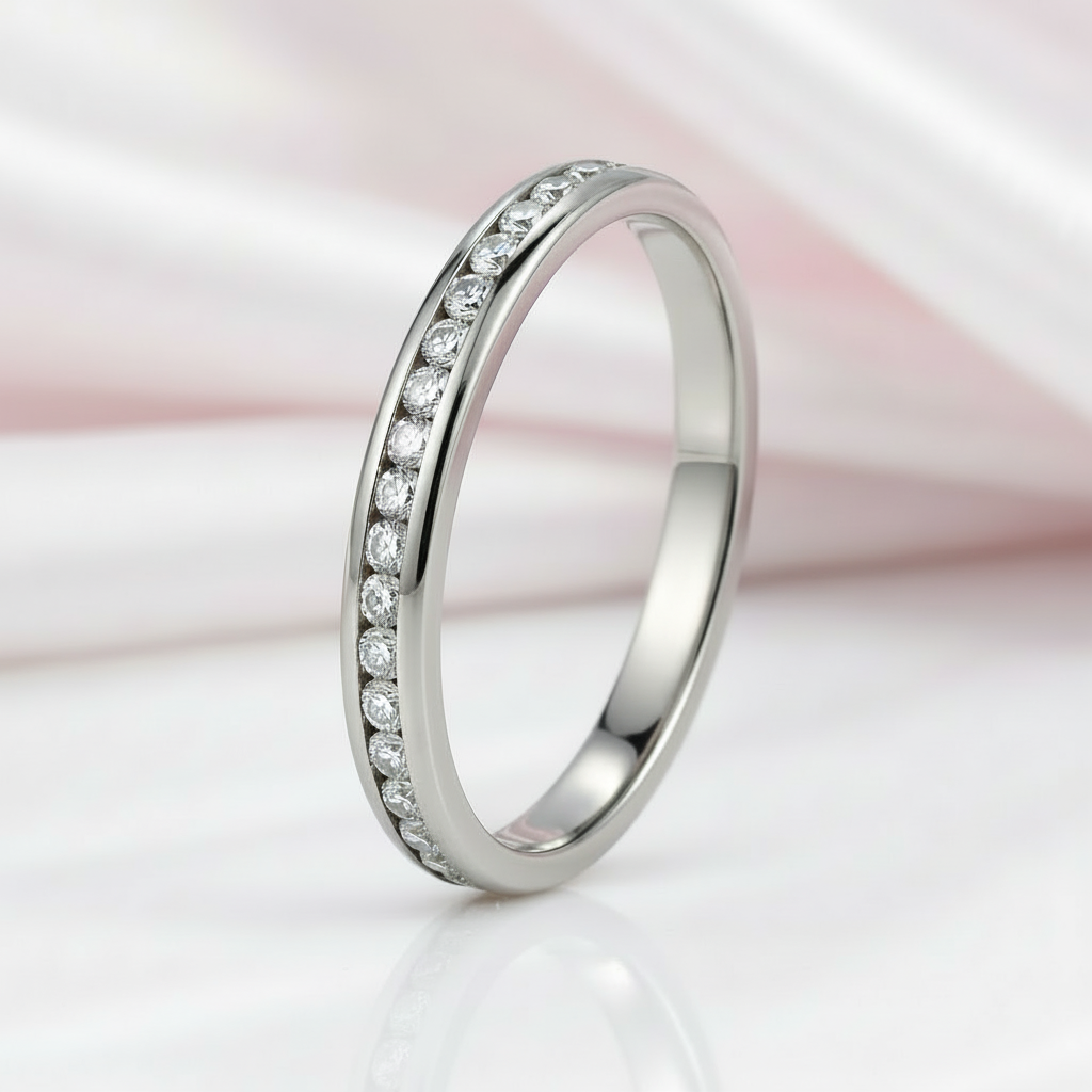 2mm Titanium Eternity Diamond Option Wedding Band-Black Diamonds New York