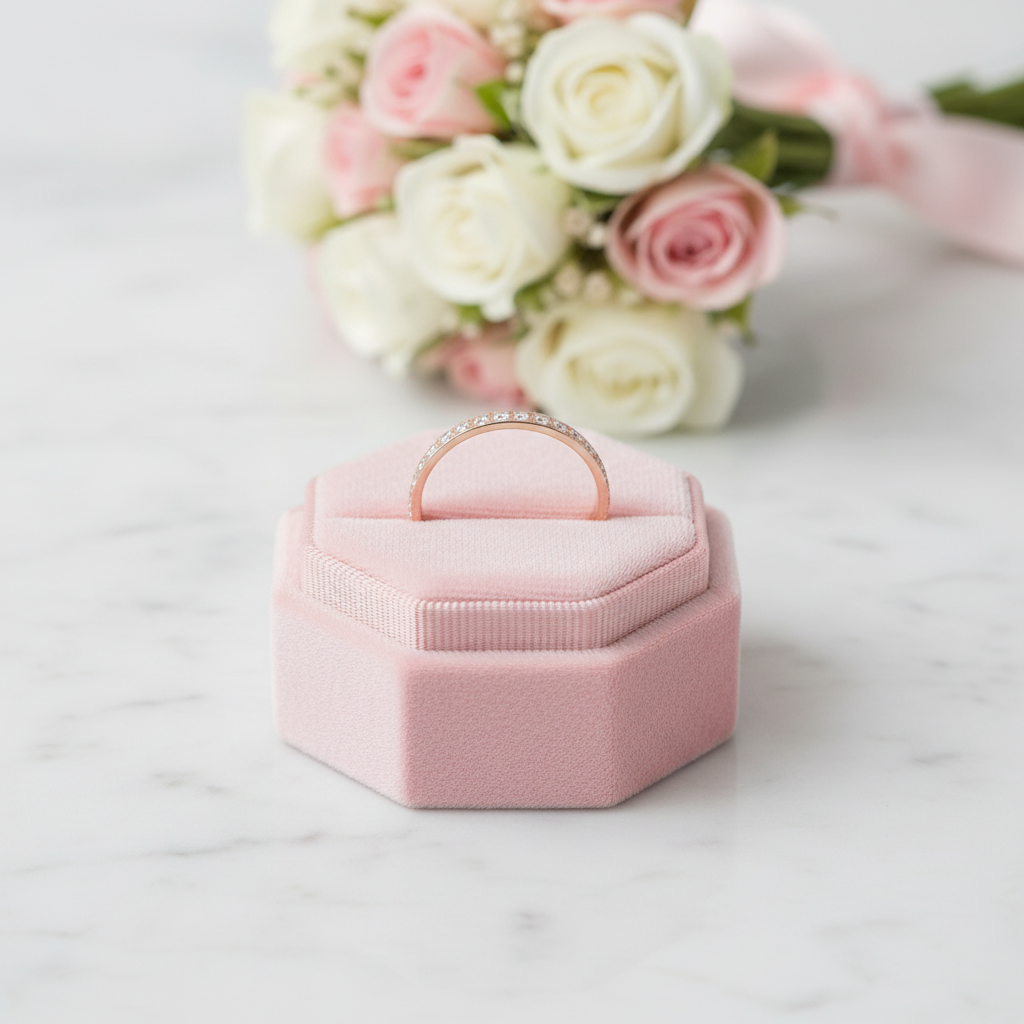 2mm Titanium Half Eternity Diamond Wedding Band-Black Diamonds New York