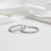 2mm Round Cut Full Diamond Hoop Earrings-Black Diamonds New York