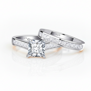 2Pcs 1.25Ct Princess Cut Diamond Option Engagement Ring Set-Black Diamonds New York