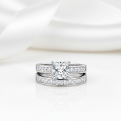 2Pcs 1.25Ct Princess Cut Diamond Option Engagement Ring Set-Black Diamonds New York