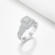 2Pcs 1.4Ct Princess Cut Diamond Option Halo Twisted Ring Set-Black Diamonds New York
