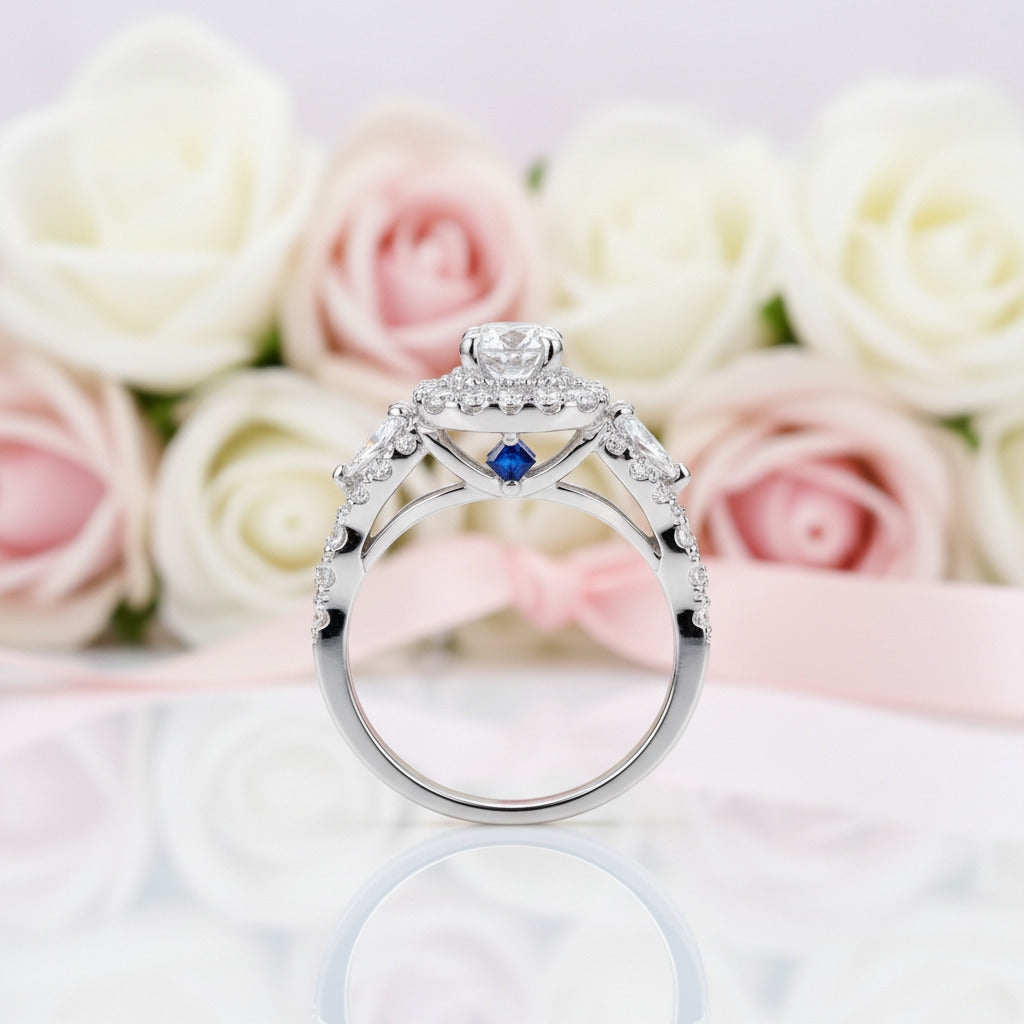 2PCS 1.5 Ct Round Pear Cut Diamond Option Ring Set with Pear-cut Side Stones-Black Diamonds New York