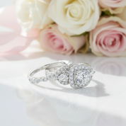 2PCS 1.5 Ct Round Pear Cut Diamond Option Ring Set with Pear-cut Side Stones-Black Diamonds New York