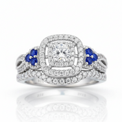 2Pcs 1.5 Ct White Blue Diamond Option Ring-Black Diamonds New York