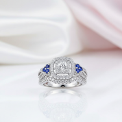 2Pcs 1.5 Ct White Blue Diamond Option Ring-Black Diamonds New York