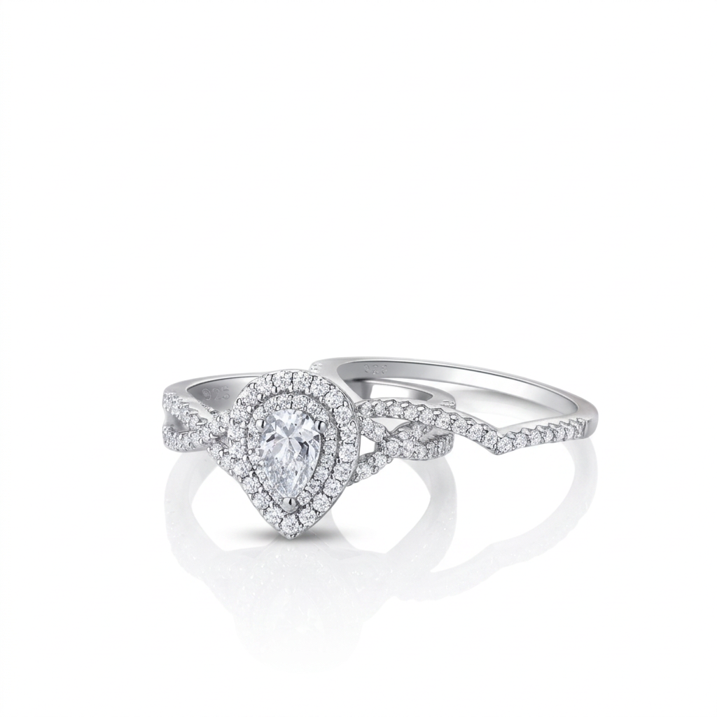 2Pcs 1.7Ct Pear Cut Diamond Option Ring-Black Diamonds New York