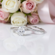 2pcs 1.9 Ct Oval Cut Diamond Option Ring with Half-Eternity Diamond Option Band-Black Diamonds New York