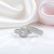2Pcs 2.26 Ct Princess Cut Diamond Option Double Halo Ring Set-Black Diamonds New York