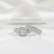 2Pcs 2.26 Ct Princess Cut Diamond Option Double Halo Ring Set-Black Diamonds New York