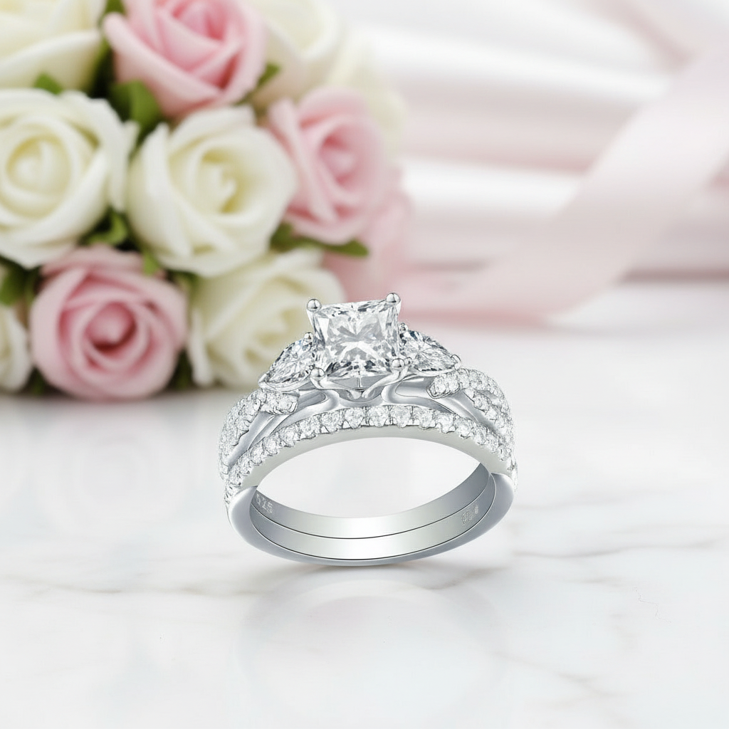 Princess Cut Diamond Ring Set-Black Diamonds New York