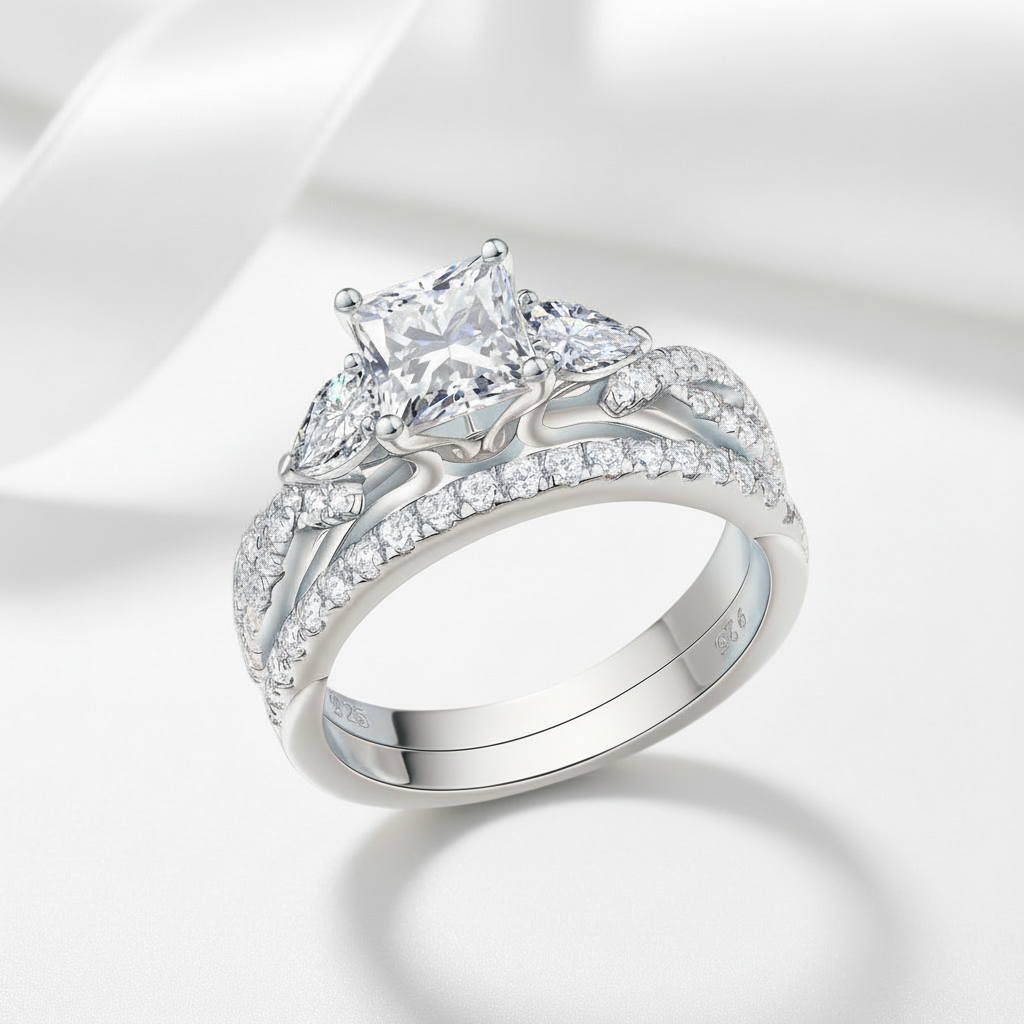 Princess Cut Diamond Ring Set-Black Diamonds New York