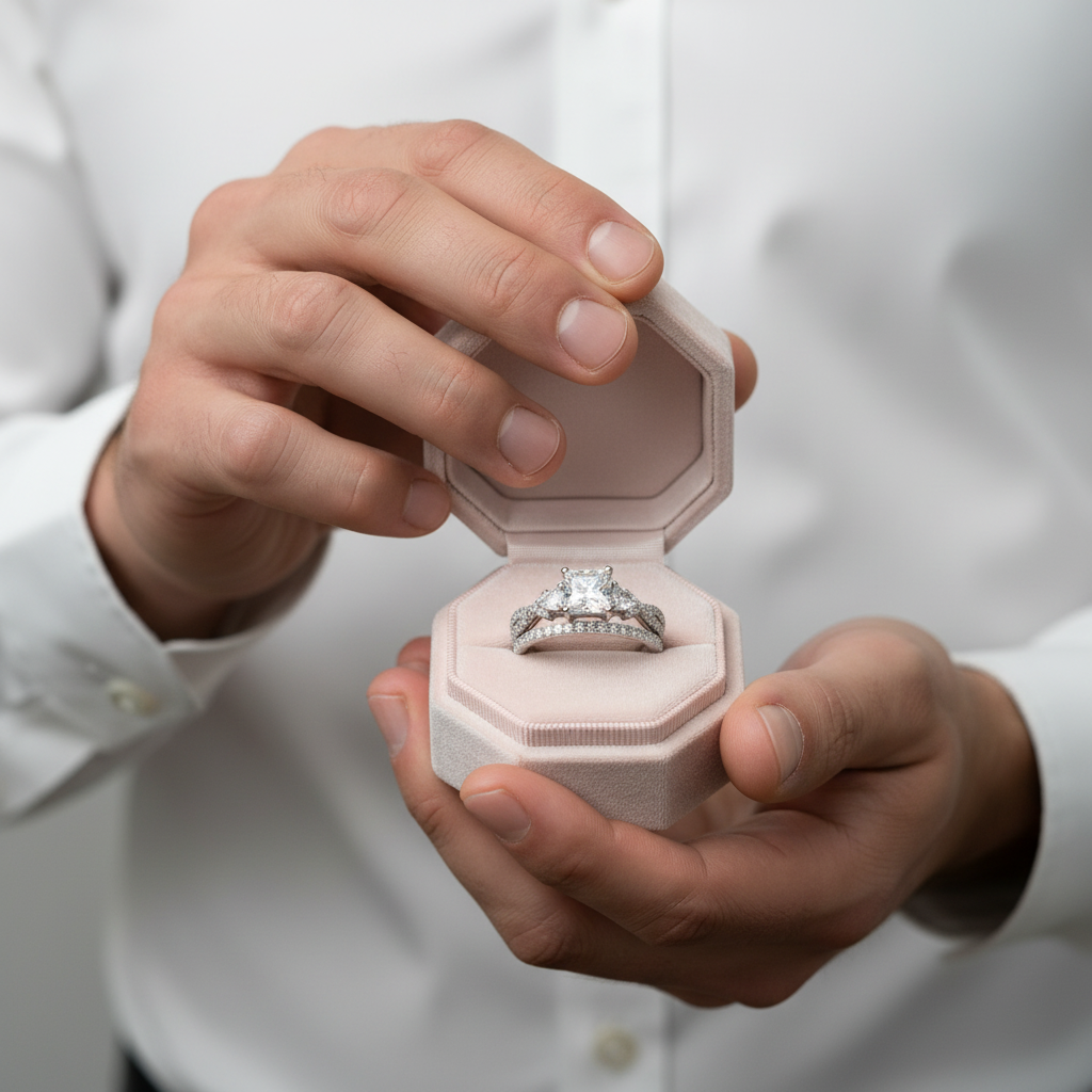 Princess Cut Diamond Option Ring Set-Black Diamonds New York