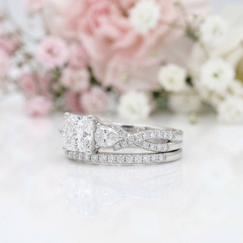 Princess Cut Diamond Option Ring Set-Black Diamonds New York