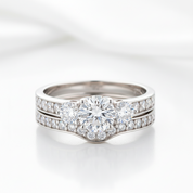 2pcs 3 Stone Round Cut Diamond Option Wedding Ring Set-Black Diamonds New York