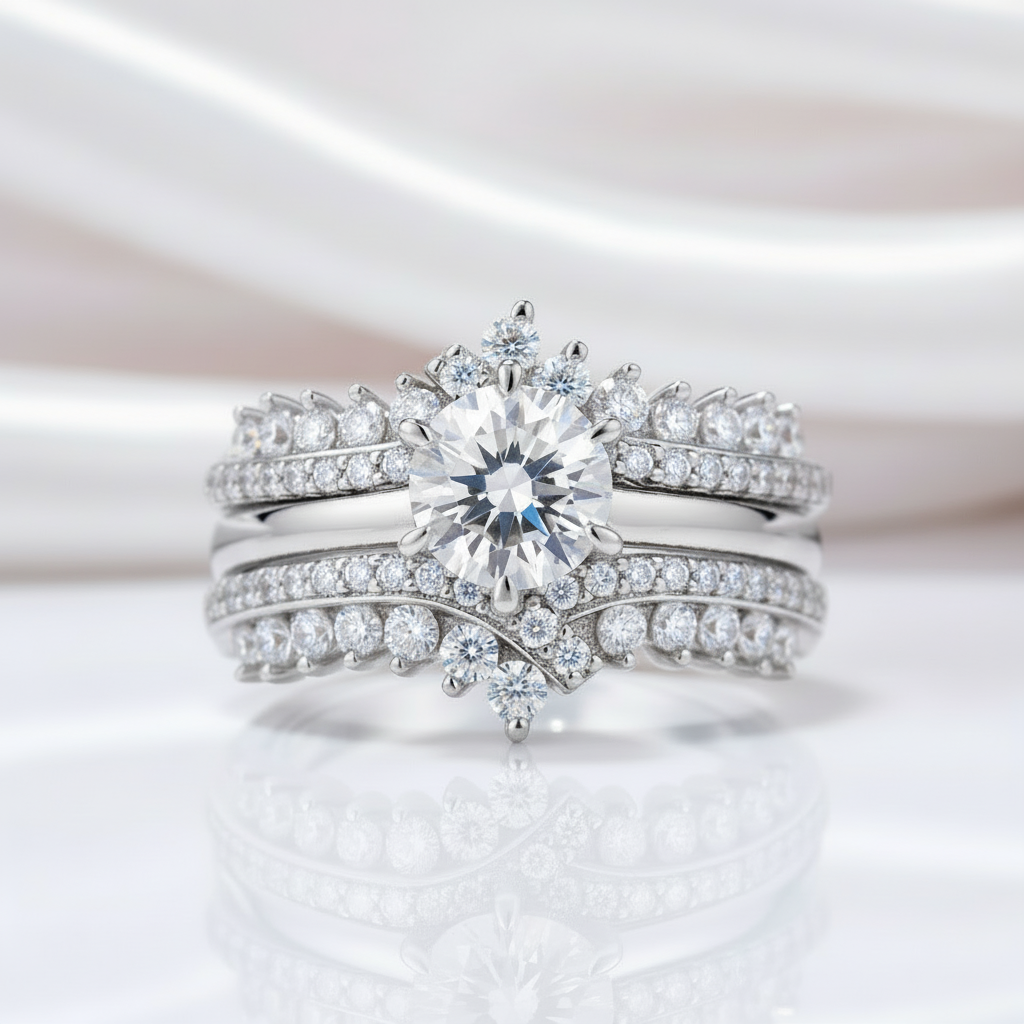 Elegant Detachable Ring Set with Diamond Option-Black Diamonds New York