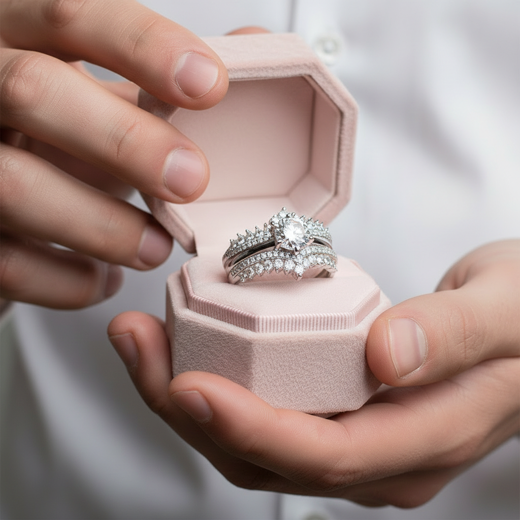 Elegant Detachable Ring Set with Diamond-Black Diamonds New York