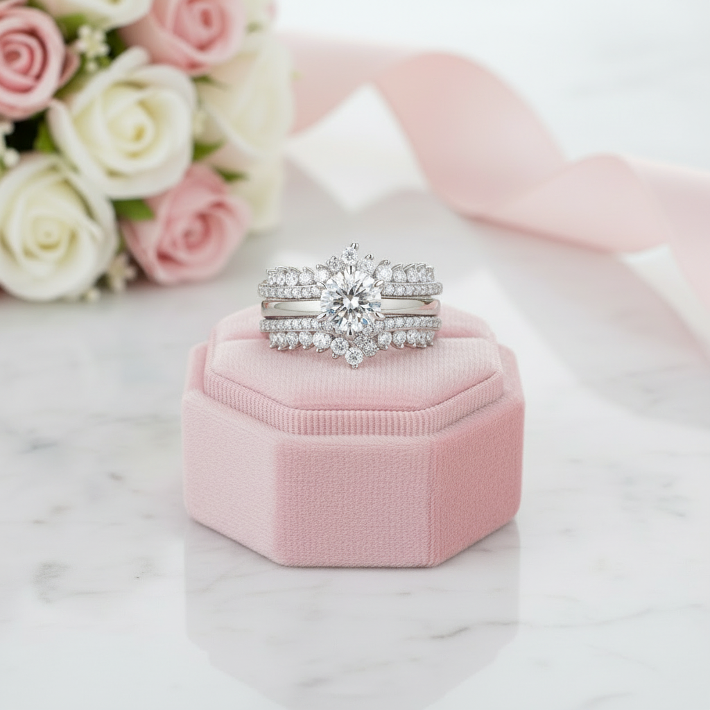Elegant Detachable Ring Set with Diamond Option-Black Diamonds New York