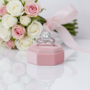 2Pcs Halo 1.6ct Round Diamond Ring Set-Black Diamonds New York