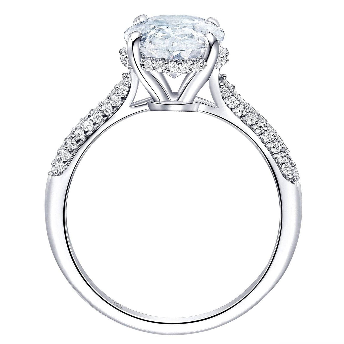 Flash Sale- Oval Cut White Created Diamond Ring-Black Diamonds New York