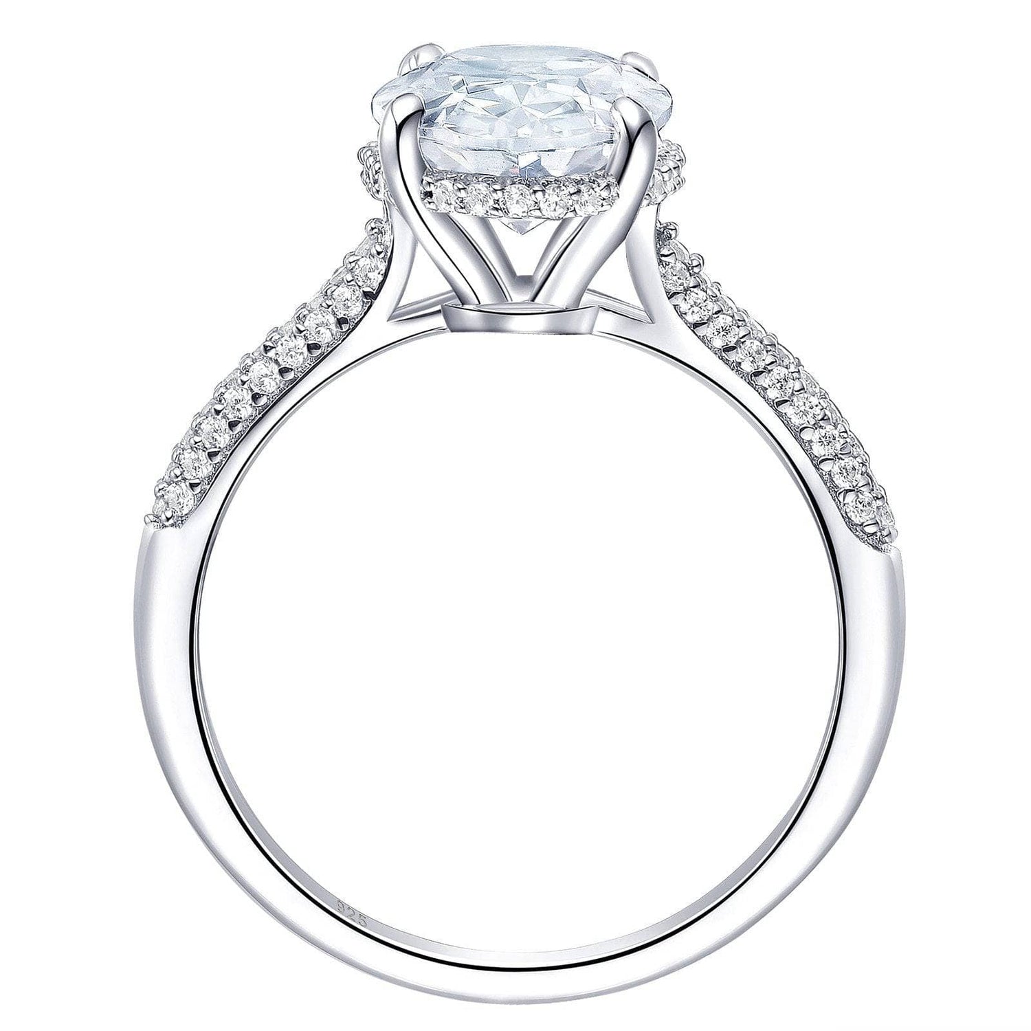 Flash Sale- Oval Cut White EVN Stone Ring-Black Diamonds New York
