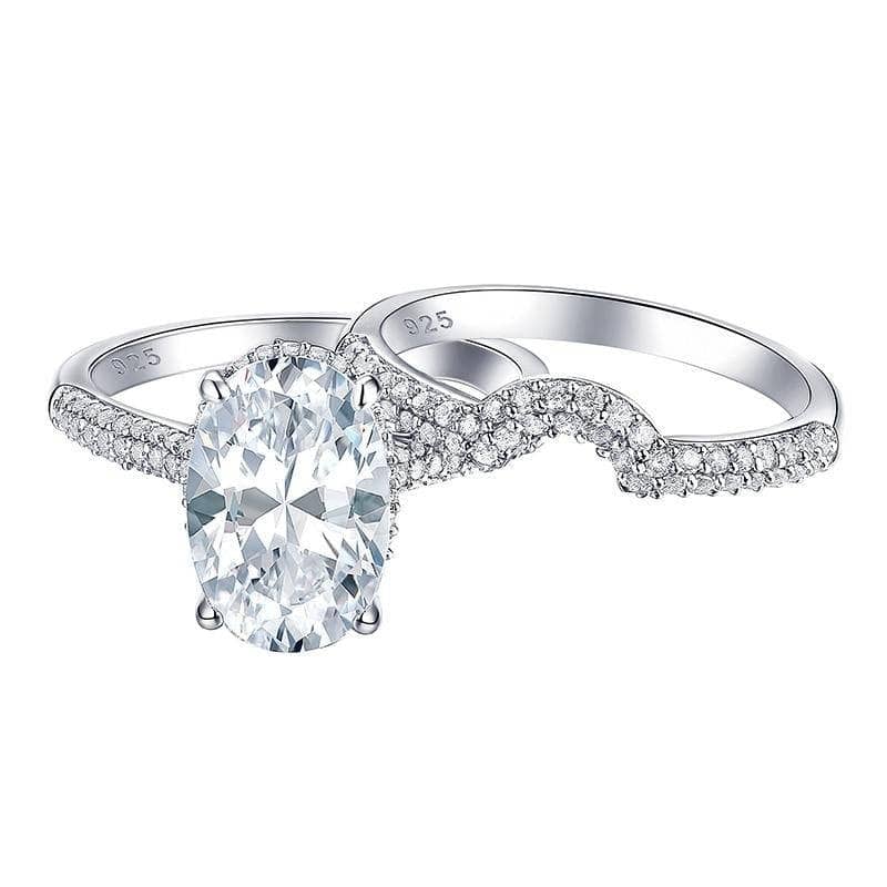 Flash Sale- Oval Cut White Created Diamond Ring-Black Diamonds New York