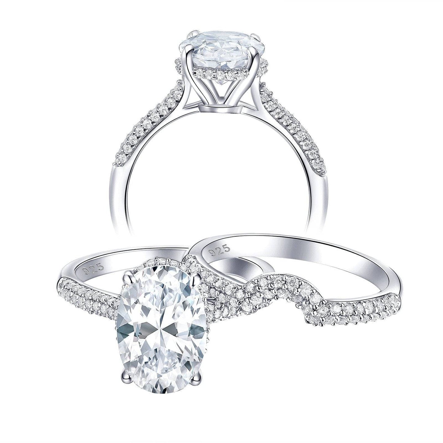 Flash Sale- Oval Cut White EVN Stone Ring-Black Diamonds New York