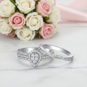 2Pcs Pear Cut Diamond Option Halo Ring Set-Black Diamonds New York