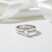 2Pcs Pear-Cut Diamond Option Engagement Ring-Black Diamonds New York