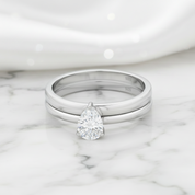 2Pcs Pear-Cut Diamond Option Engagement Ring-Black Diamonds New York