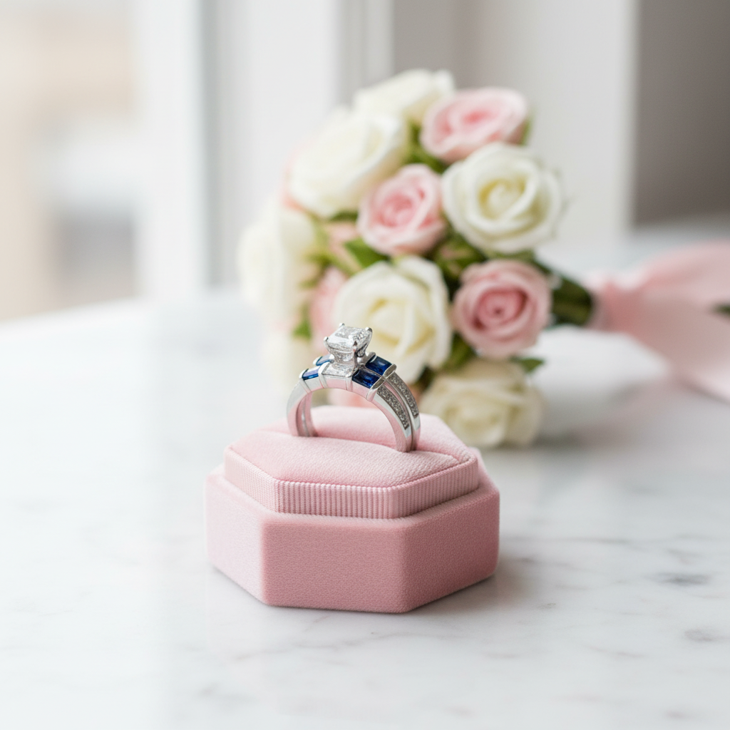 2pcs Princess Cut Diamond Wedding Ring Set-Black Diamonds New York